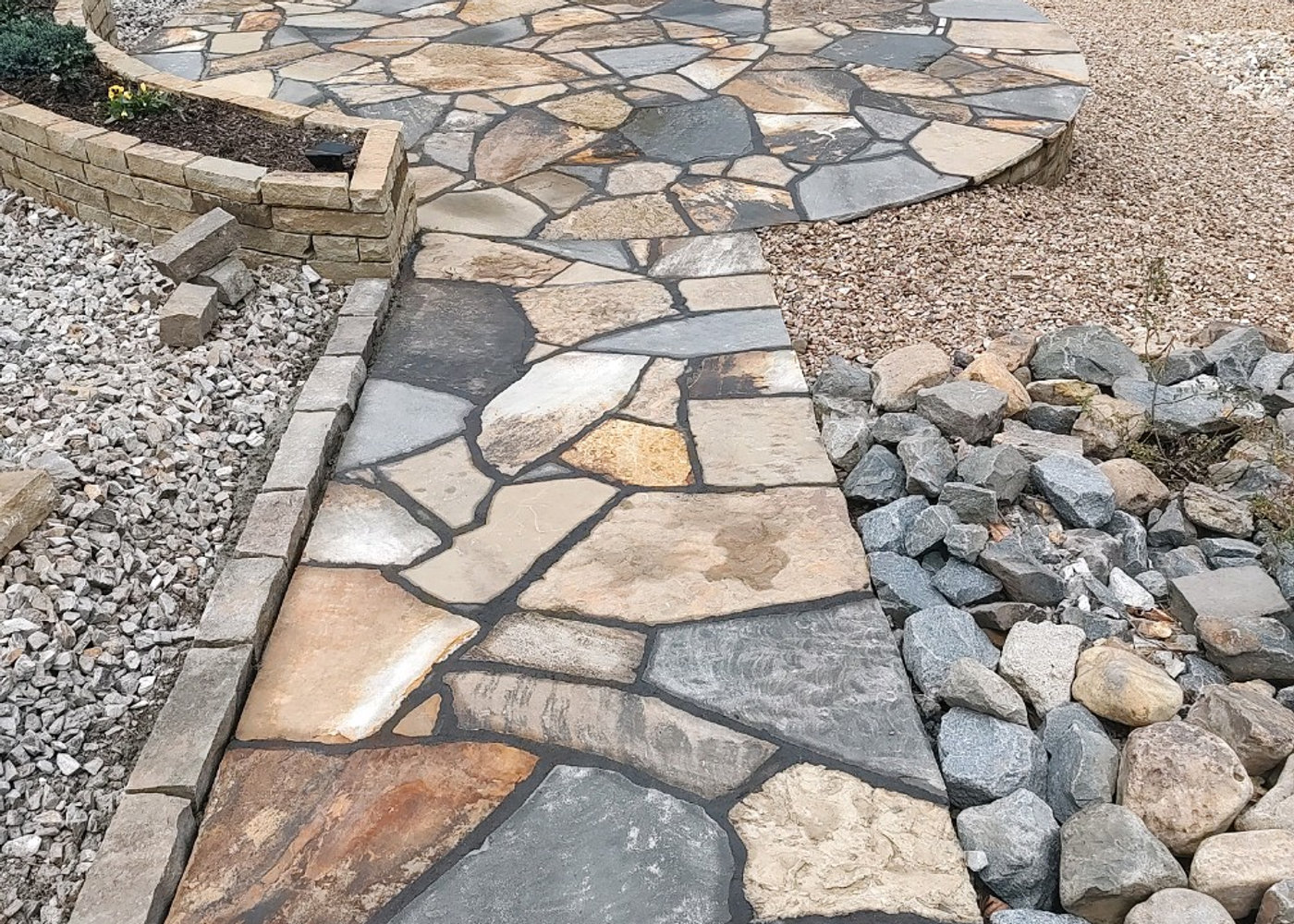 Custom flagstone patio and walkway
